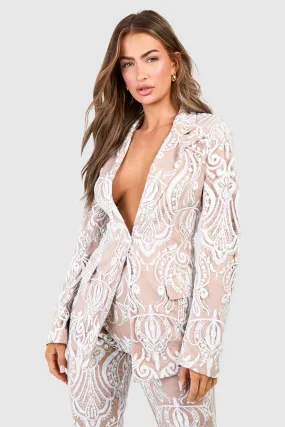 Premium Lace Sequin Blazer