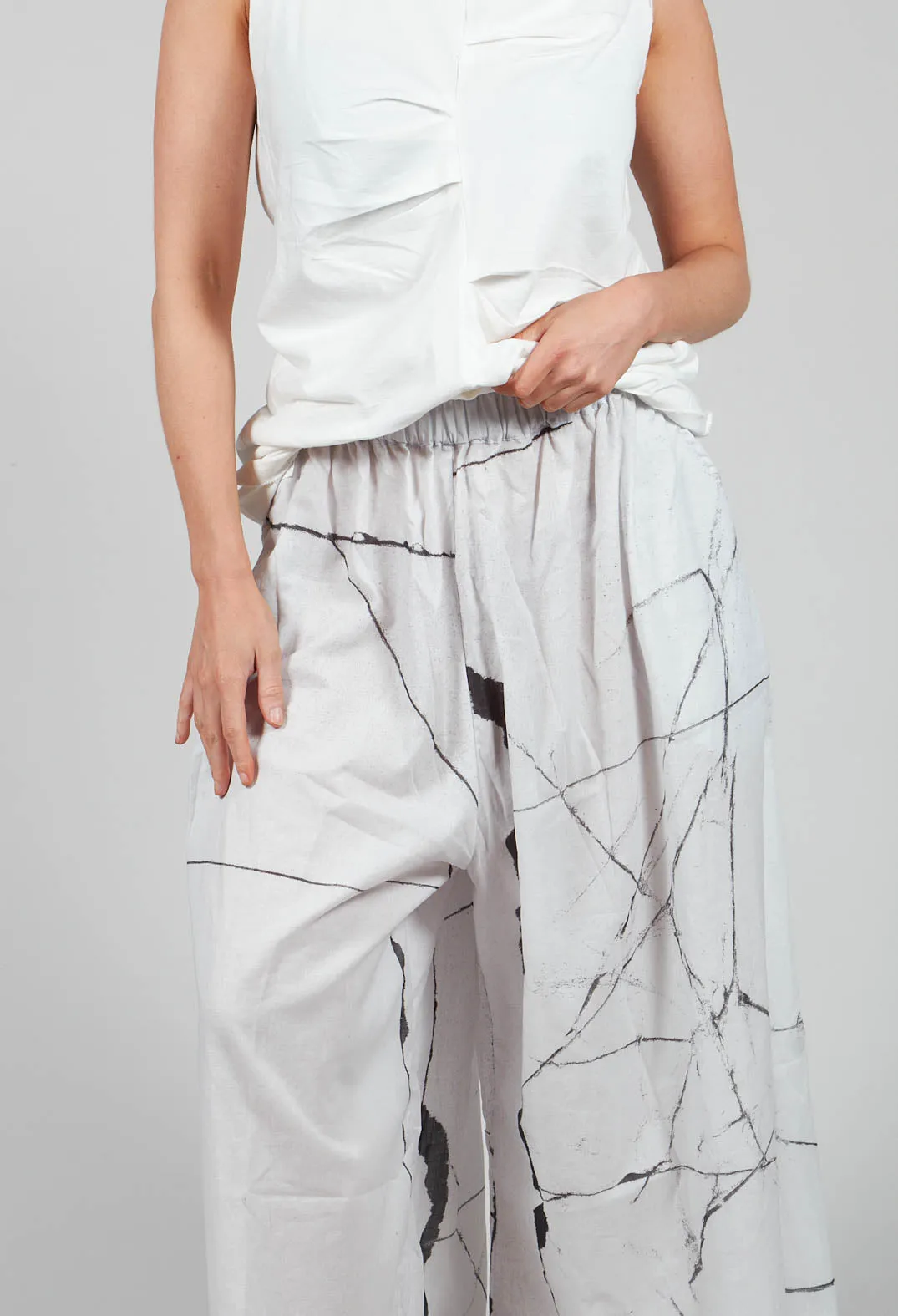 Printed Tanto Trousers in Off White Banner