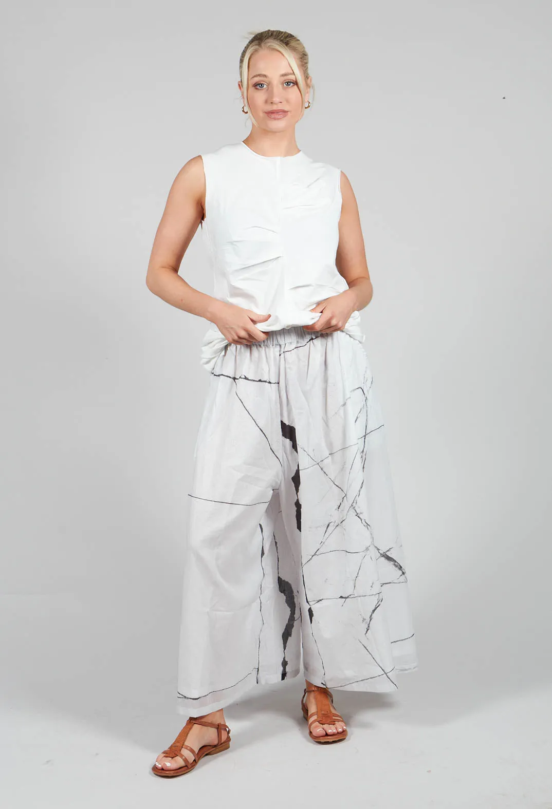 Printed Tanto Trousers in Off White Banner