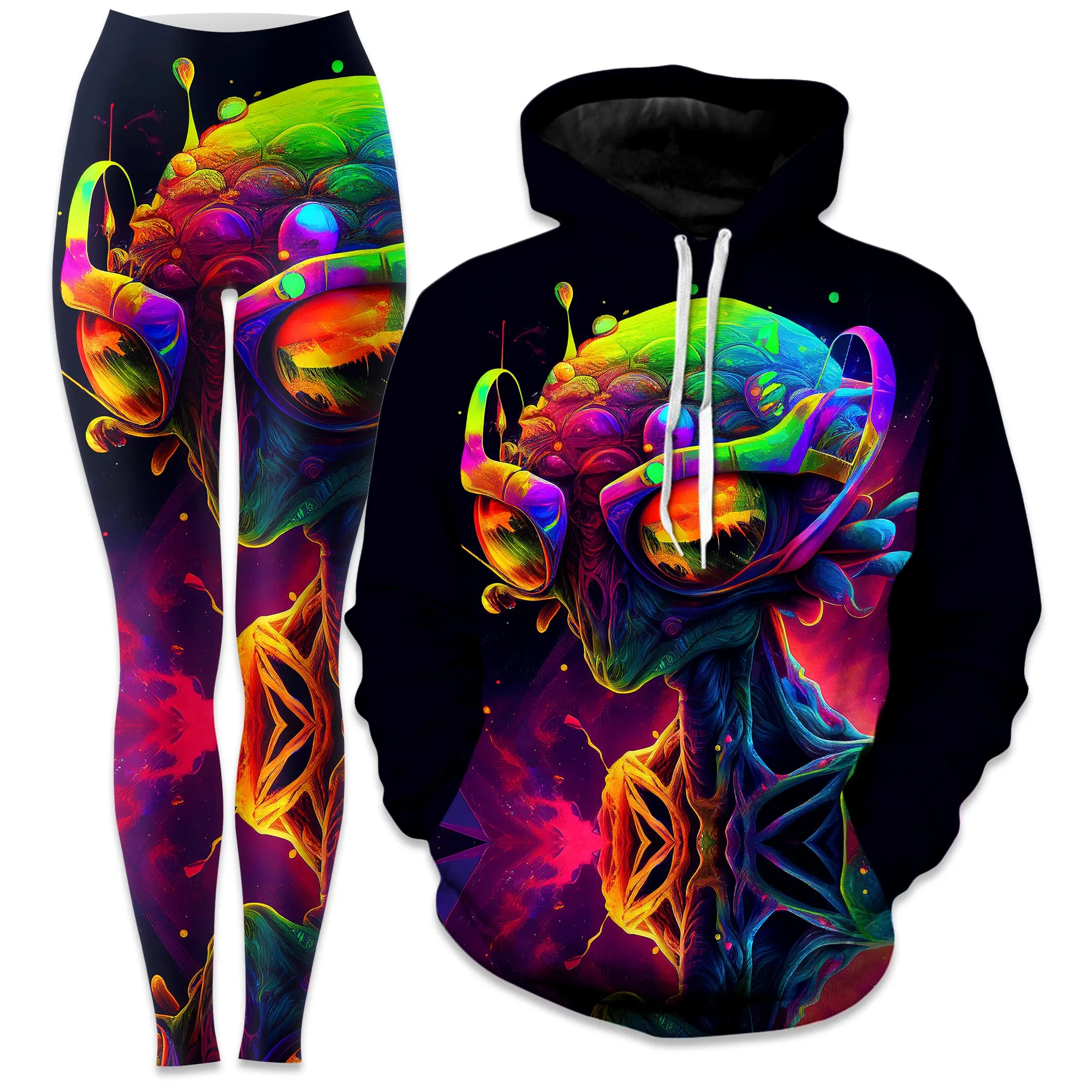 Psychedelic Alien Hoodie and Leggings Combo