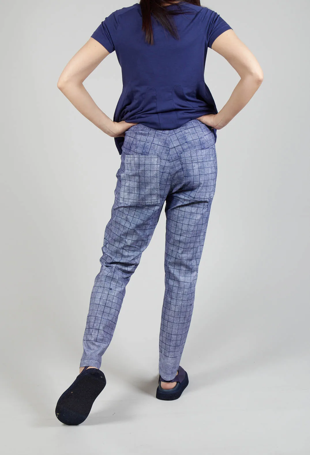 Pull On Fitted Trousers in Azur Print