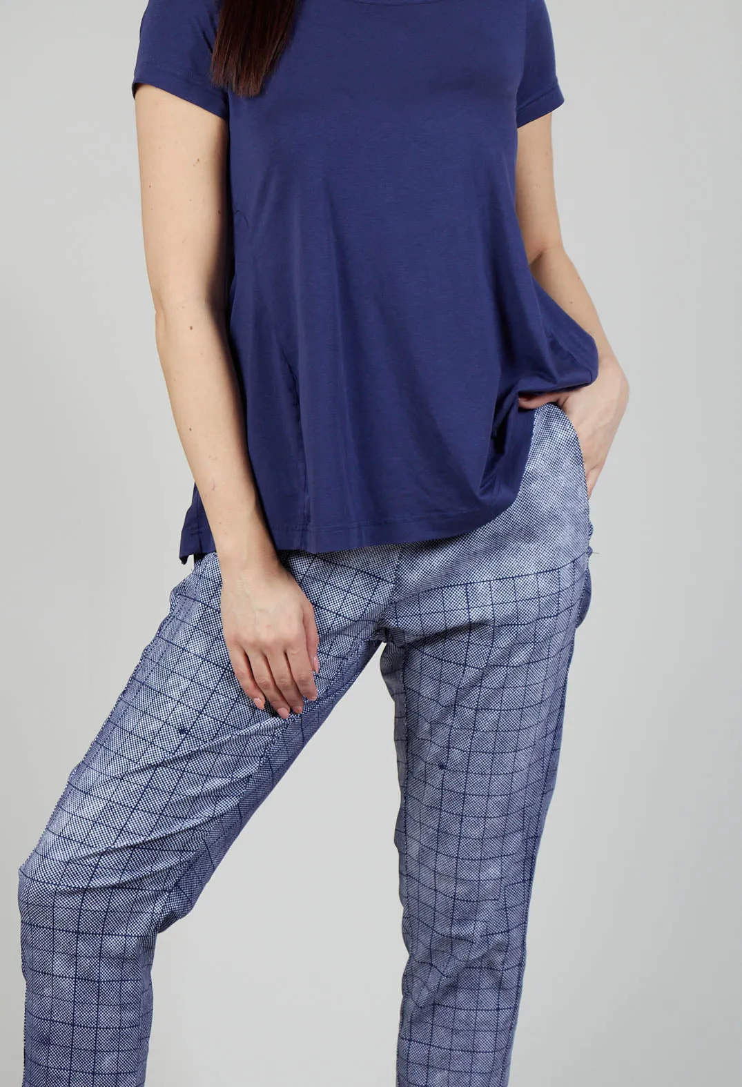 Pull On Fitted Trousers in Azur Print