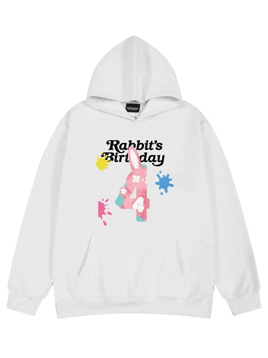 Rabbit print ins sweatshirt for men spring and autumn 2023 new trendy brand national style tops hoodie jacket for men