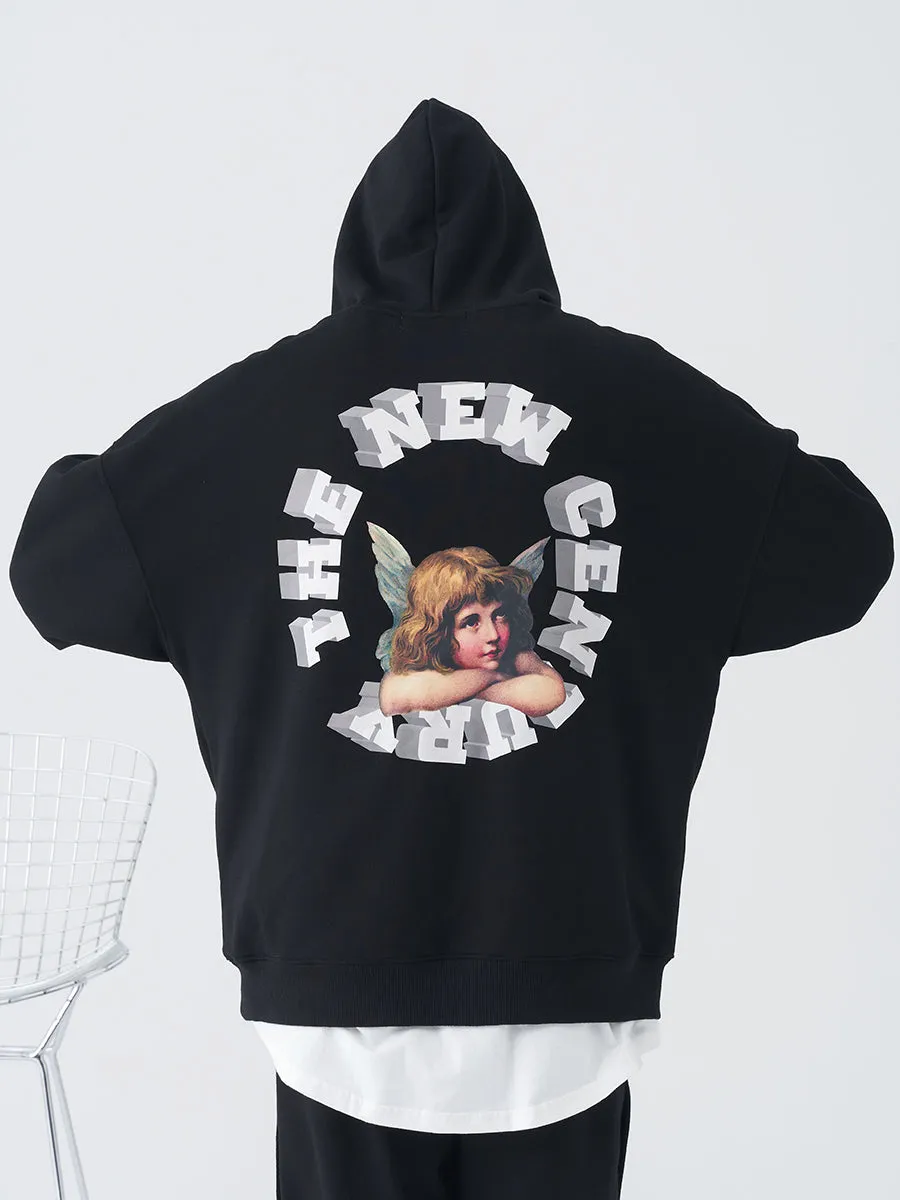 Retro Angel Print Hoodie