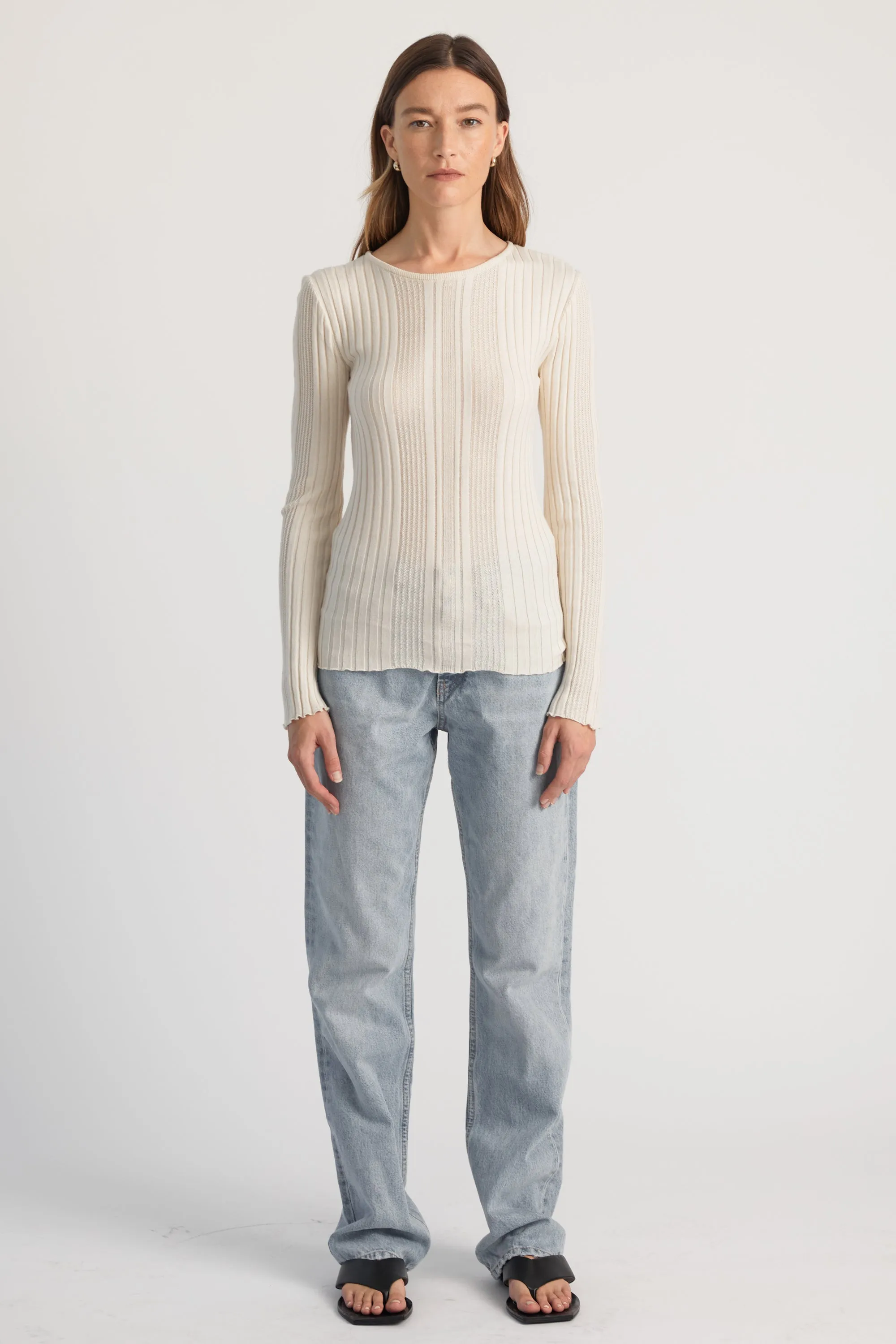 Ribbed Knit Long Sleeve Top