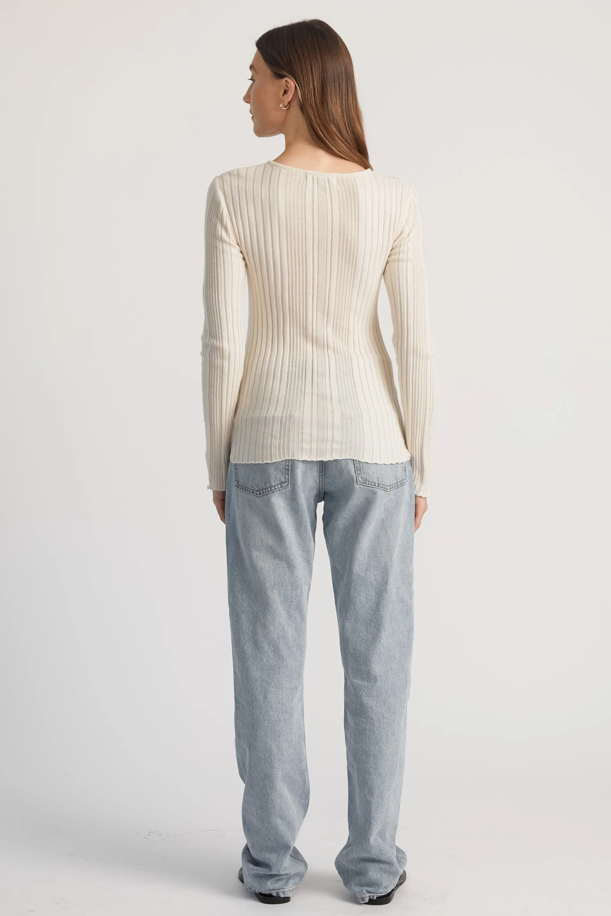 Ribbed Knit Long Sleeve Top