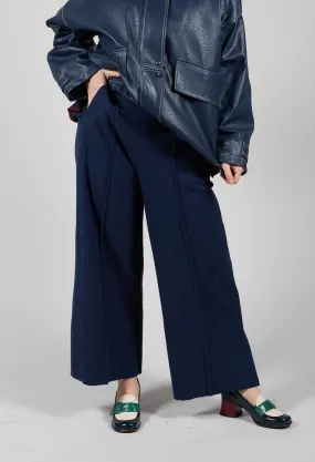 Sagar Wide Leg Trousers in Dark Blue