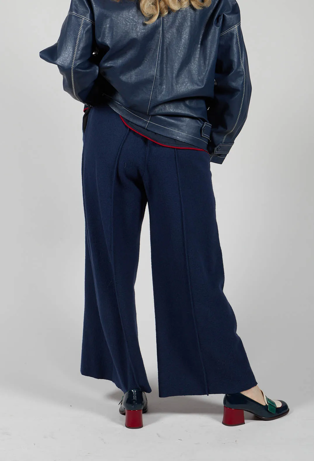 Sagar Wide Leg Trousers in Dark Blue