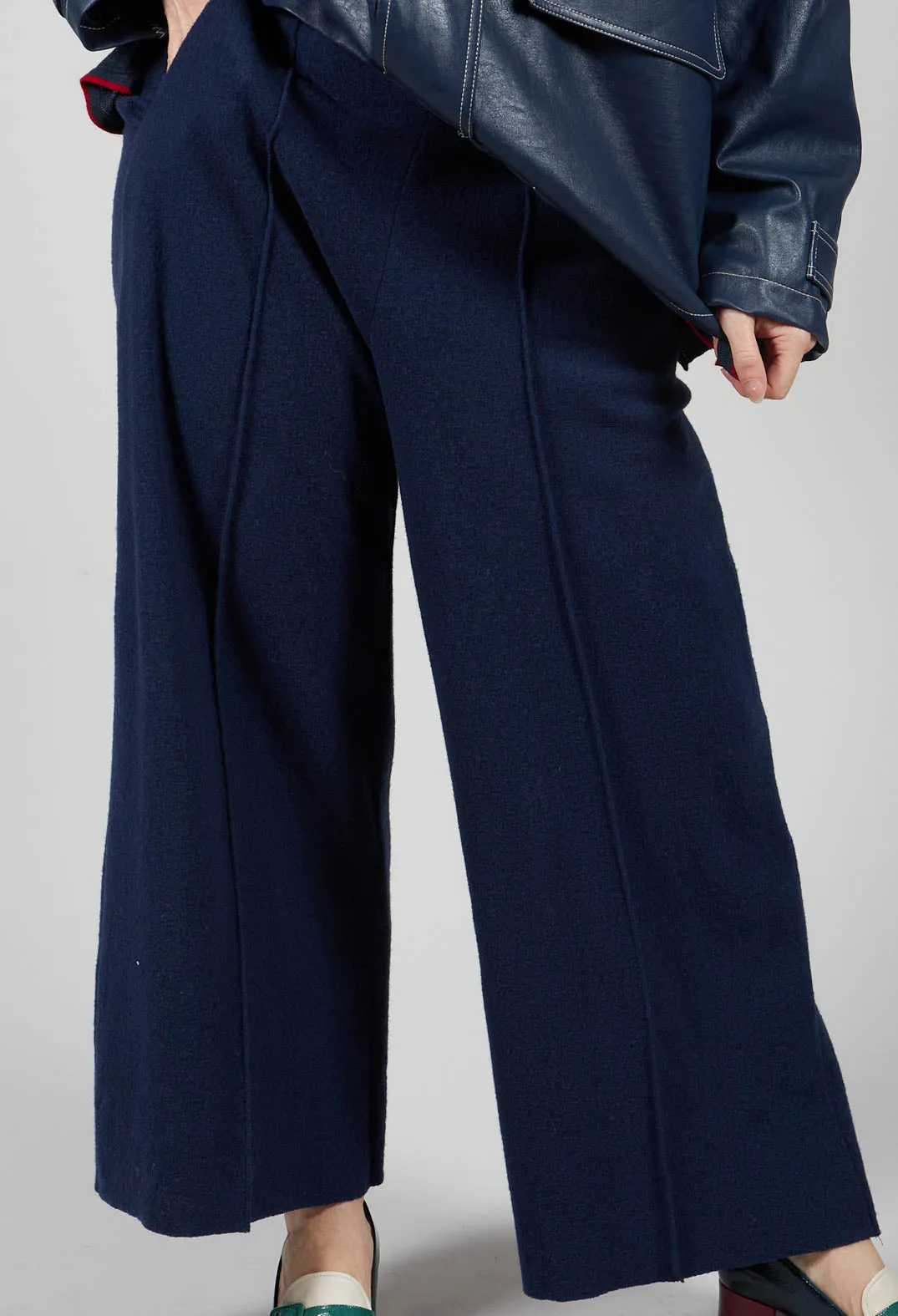 Sagar Wide Leg Trousers in Dark Blue