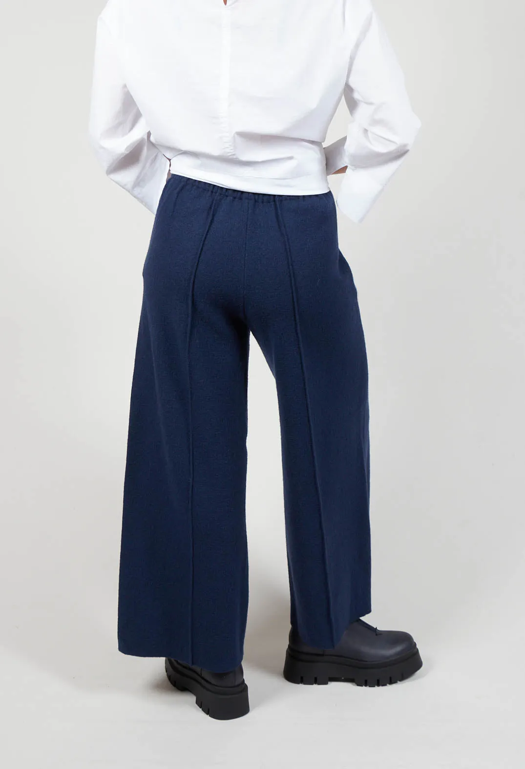 Sagar Wide Leg Trousers in Dark Blue