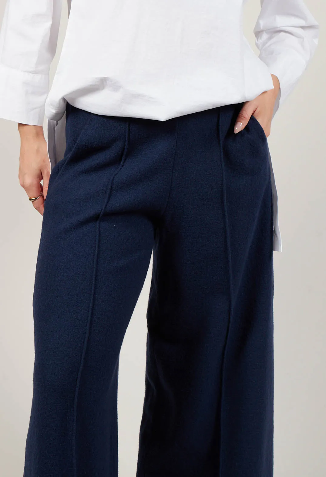 Sagar Wide Leg Trousers in Dark Blue