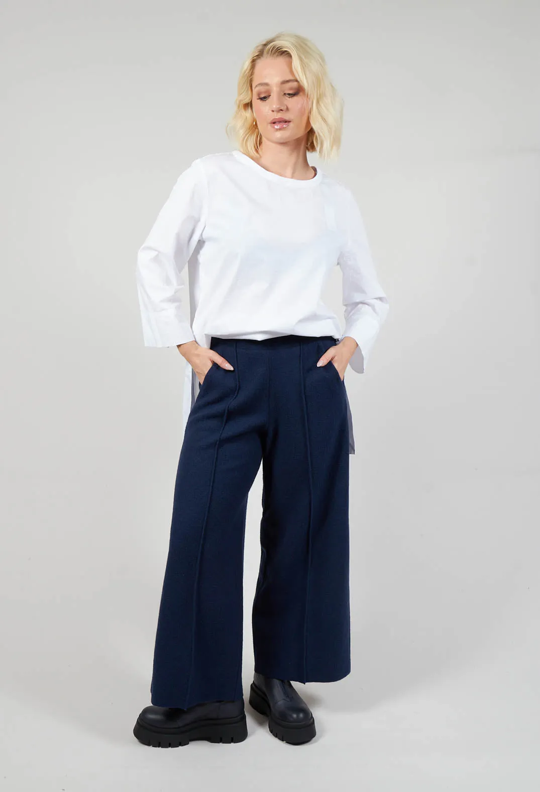 Sagar Wide Leg Trousers in Dark Blue