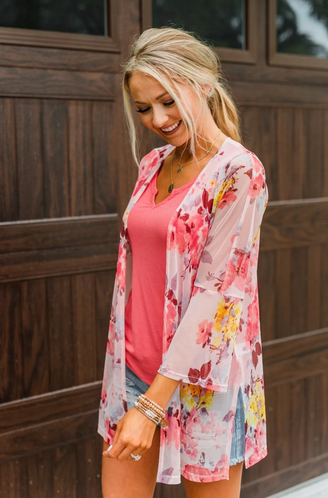 Scents Of Spring Floral Kimono- Light Pink