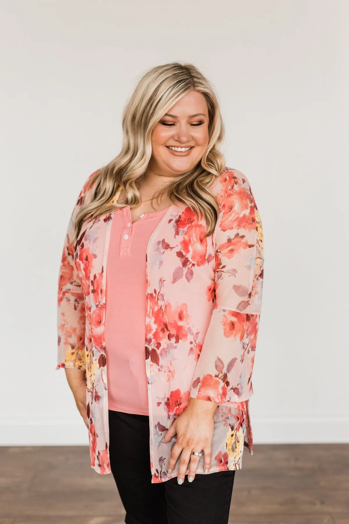 Scents Of Spring Floral Kimono- Light Pink