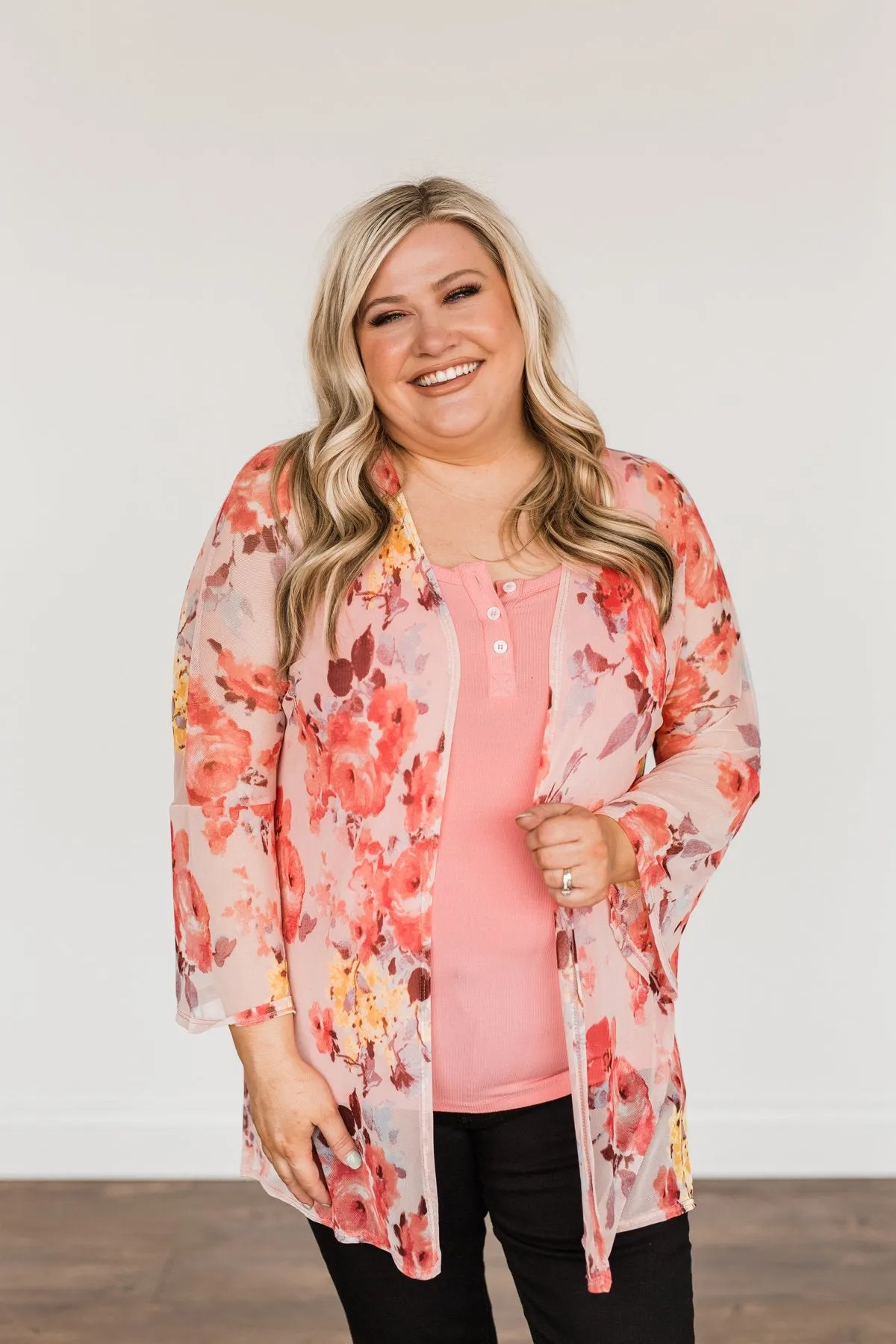 Scents Of Spring Floral Kimono- Light Pink