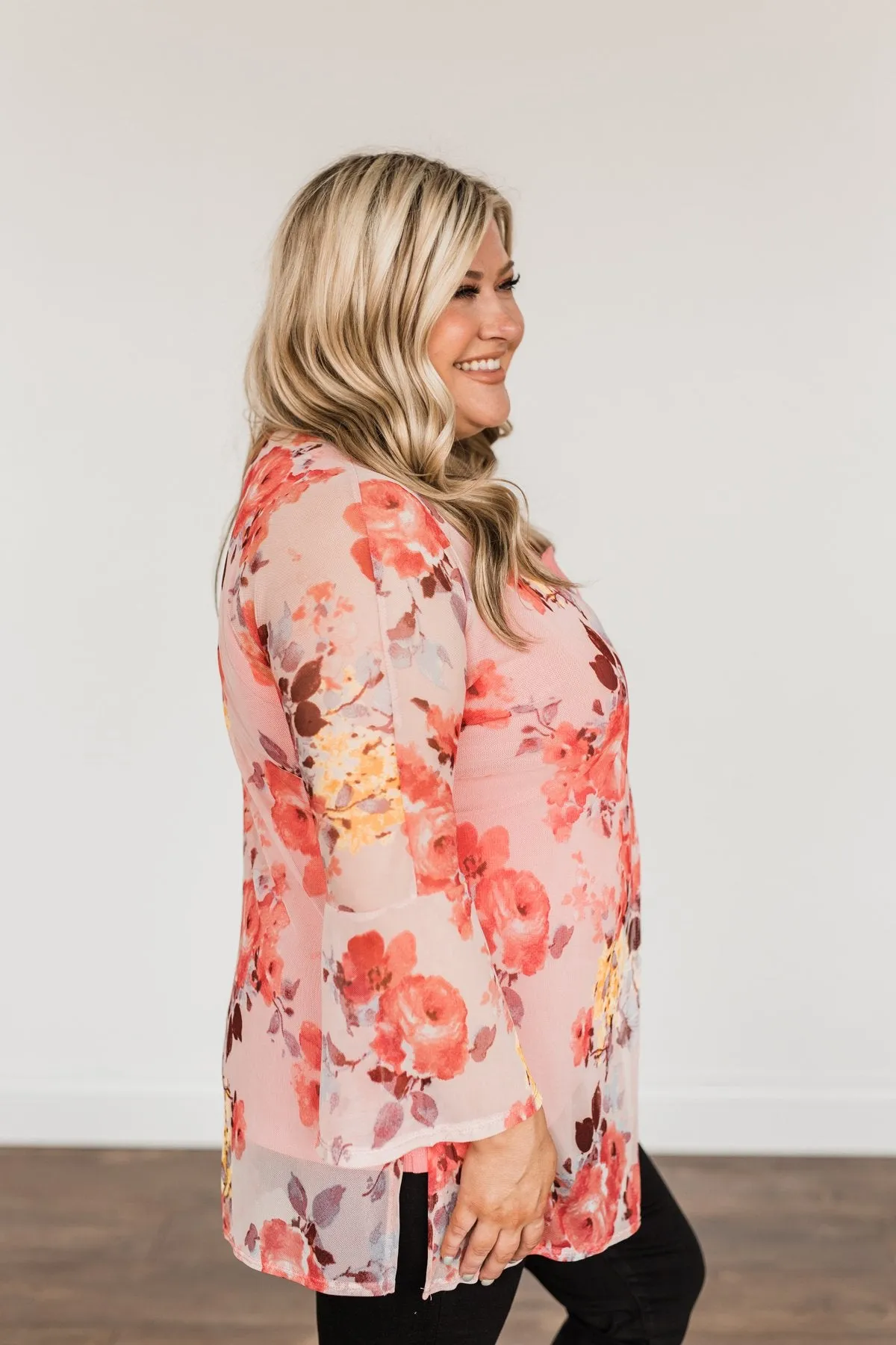 Scents Of Spring Floral Kimono- Light Pink