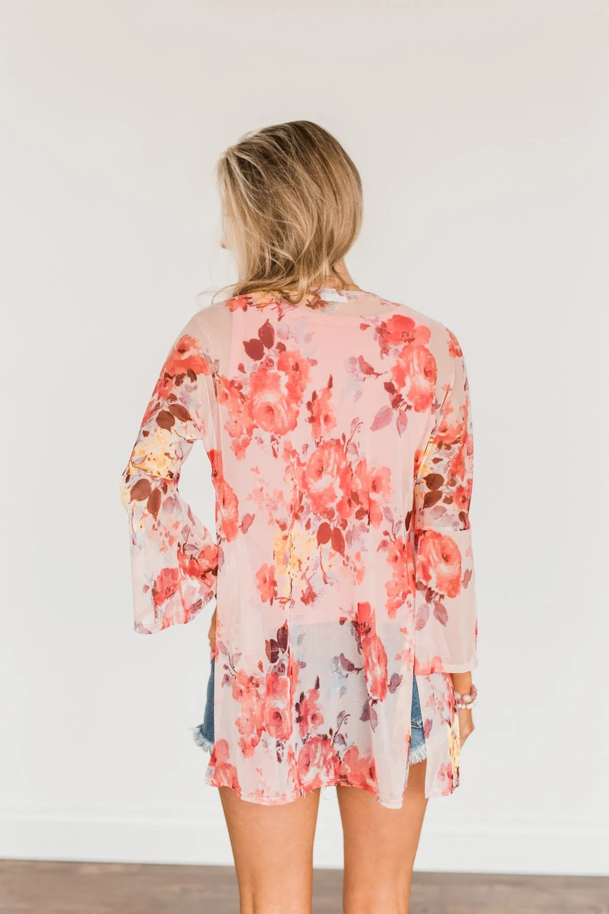 Scents Of Spring Floral Kimono- Light Pink