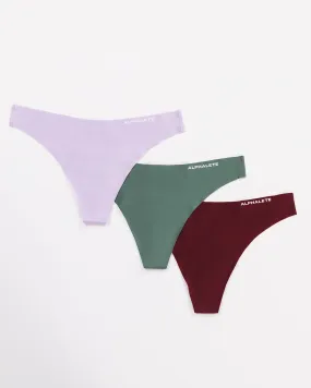 Seamless Thong 3pk - Lilac / Sangria / Jade