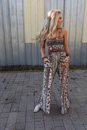 Serendipity Animal Print Jumpsuit - Rust