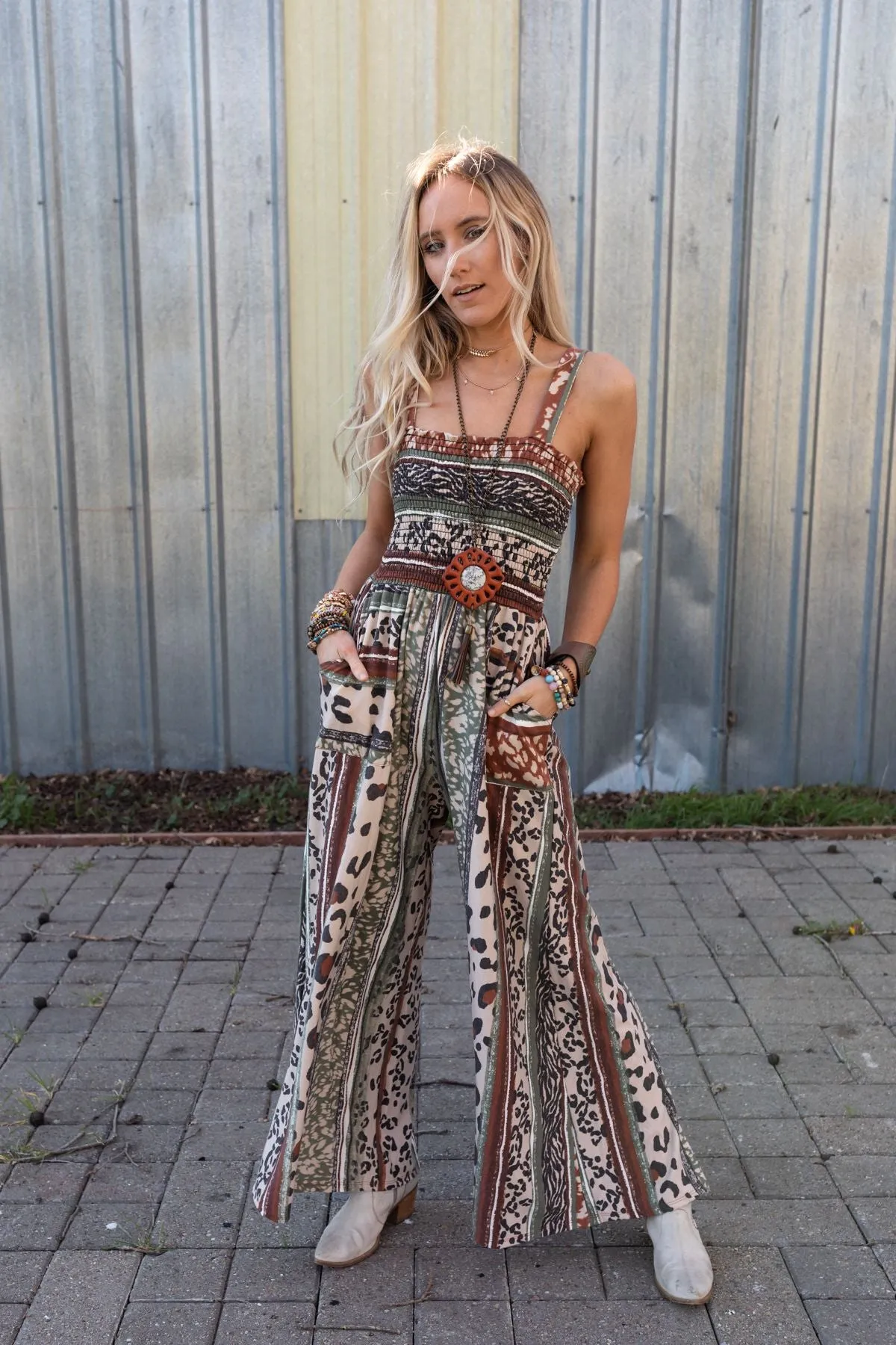 Serendipity Animal Print Jumpsuit - Rust