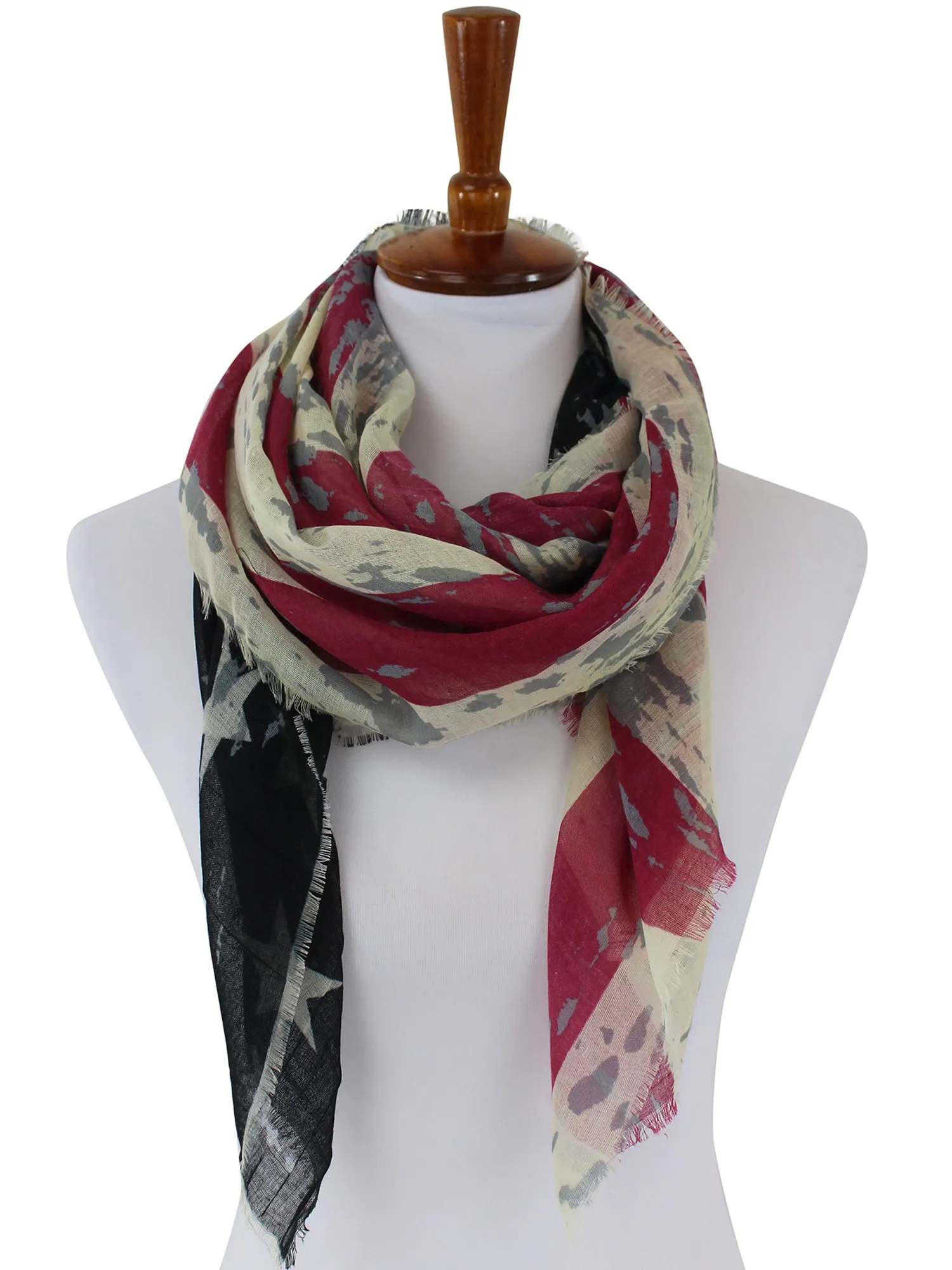 Sheer Lightweight American Flag Oblong Scarf Wrap