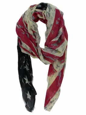 Sheer Lightweight American Flag Oblong Scarf Wrap