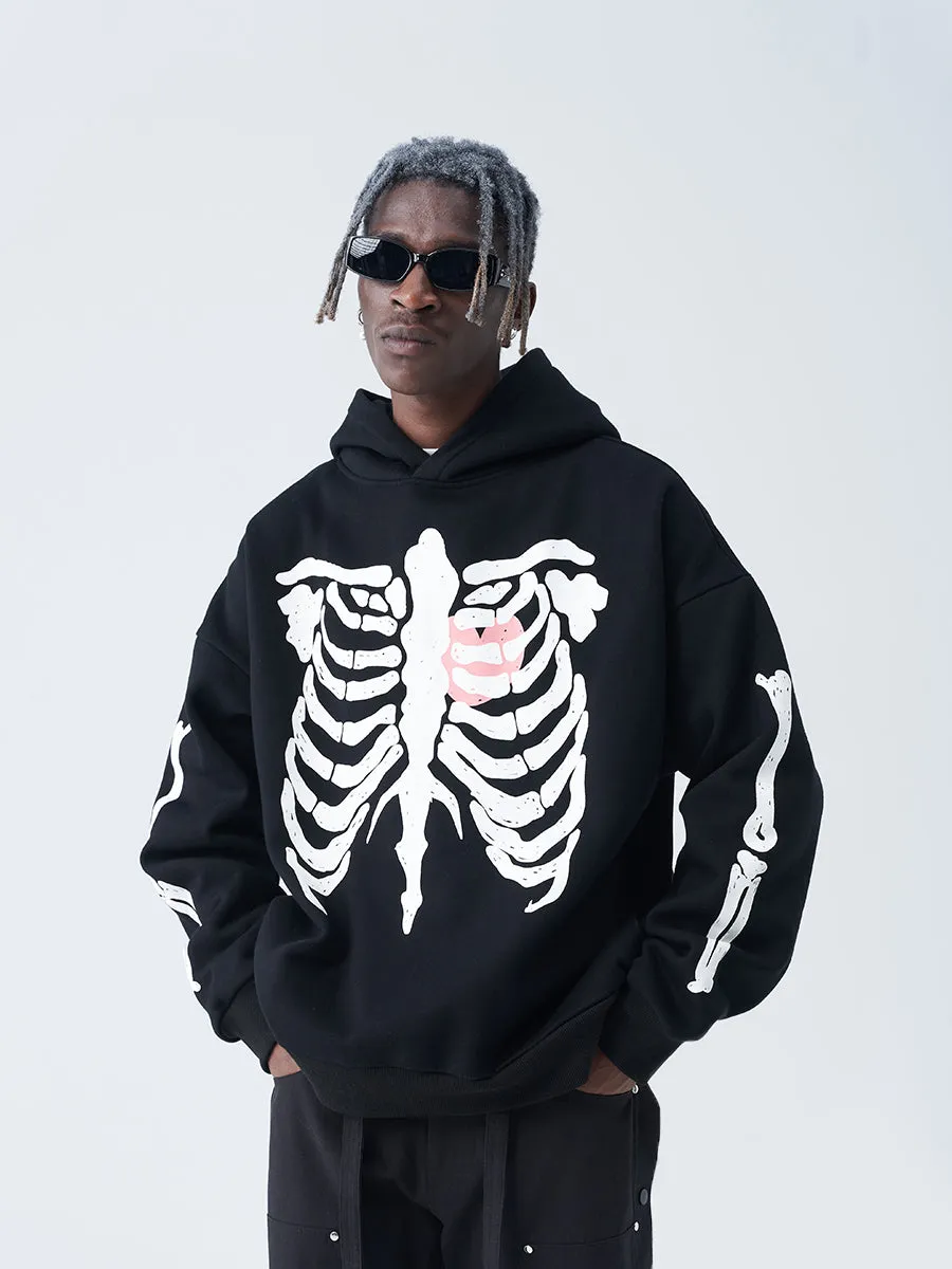 Skeleton Love Print Hoodie