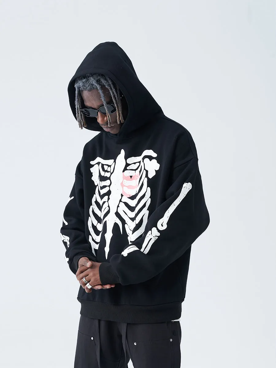 Skeleton Love Print Hoodie