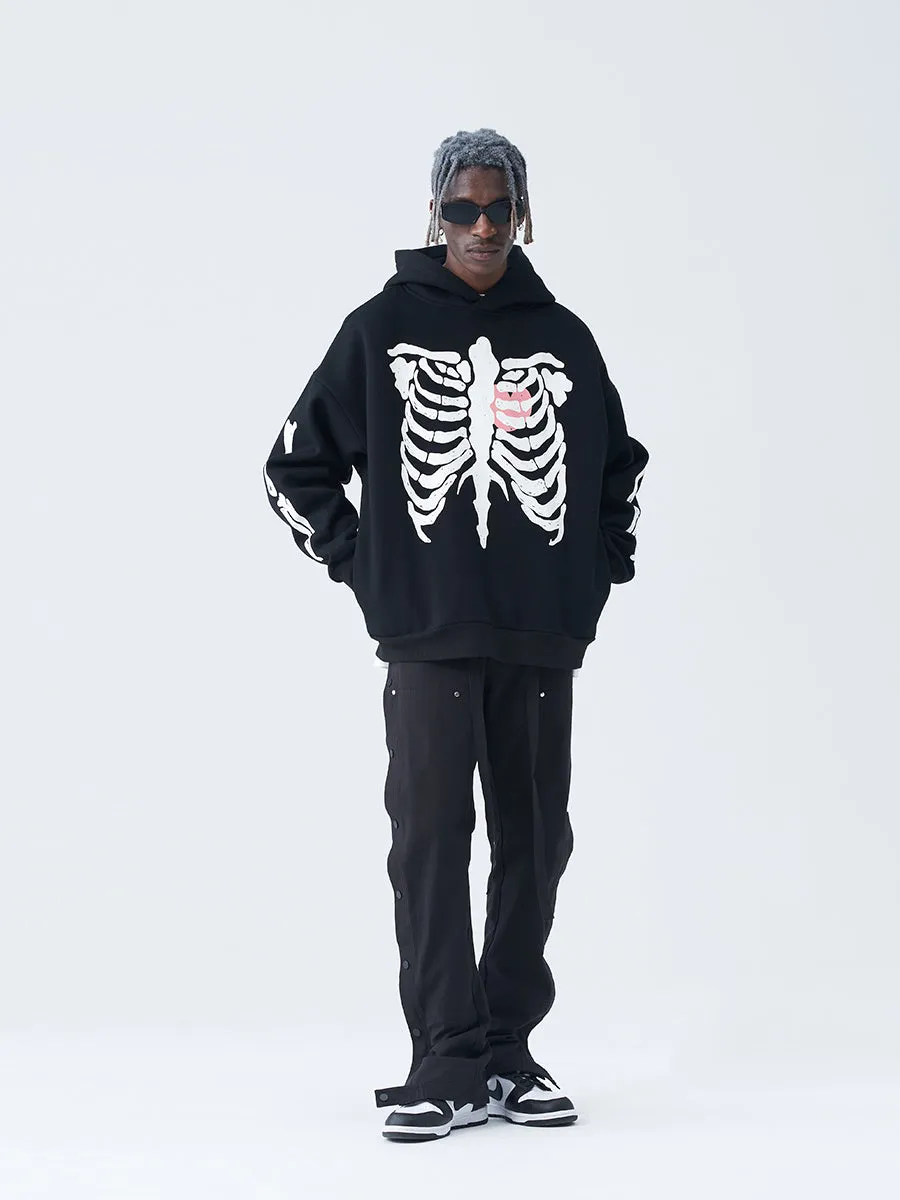 Skeleton Love Print Hoodie