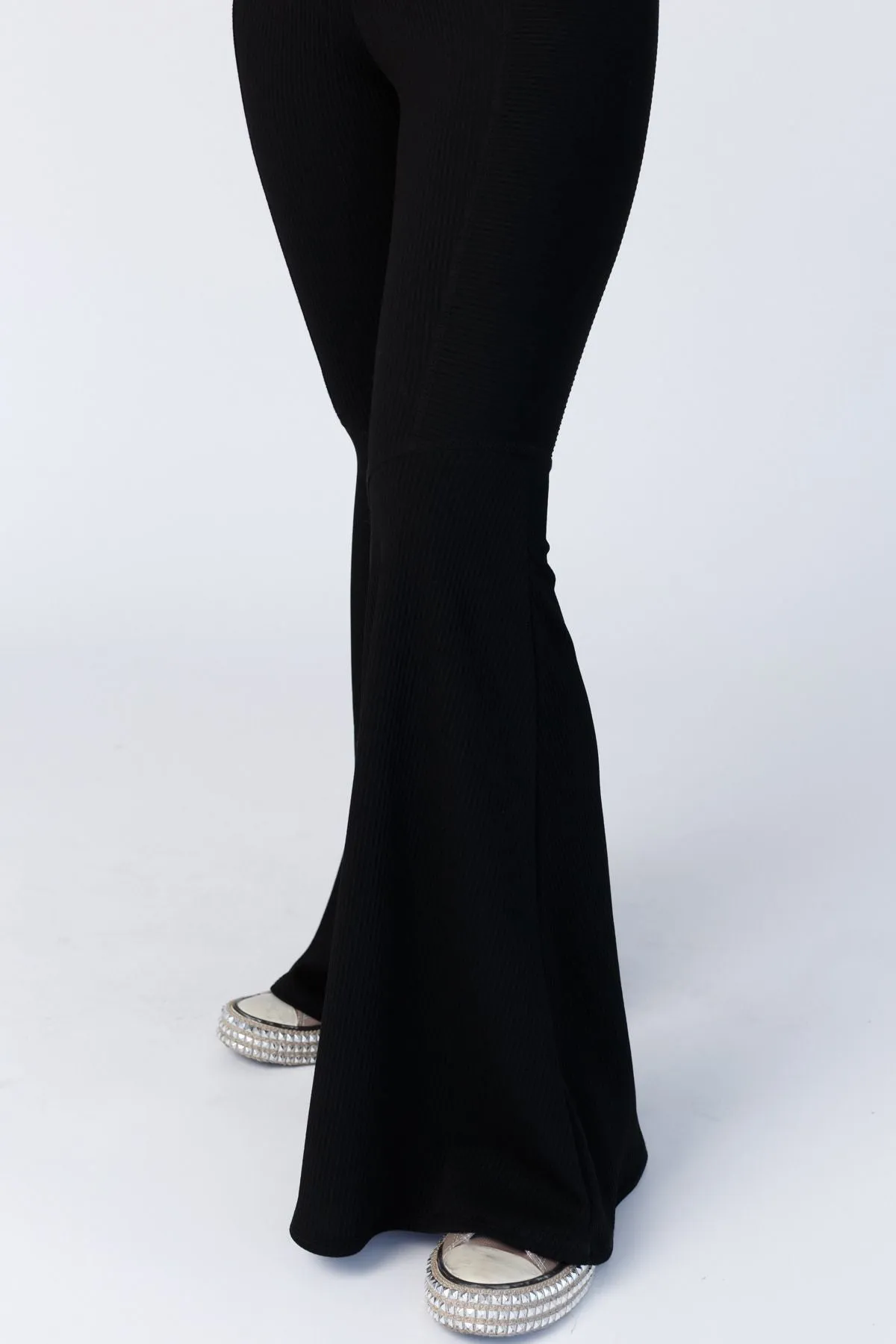 Sonny Ribbed Flare Pants - Black