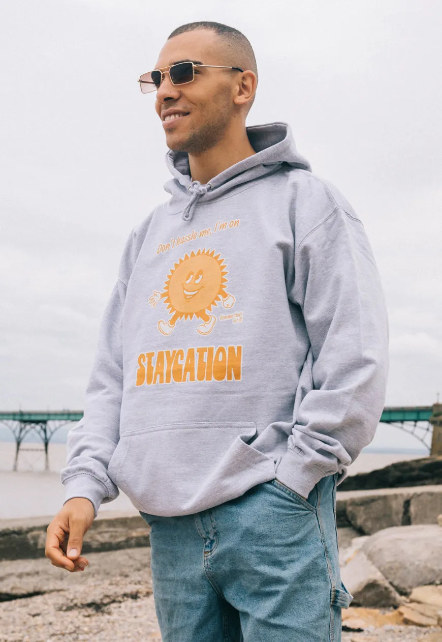 Staycation Men's Slogan Hoodie With Sun Graphic