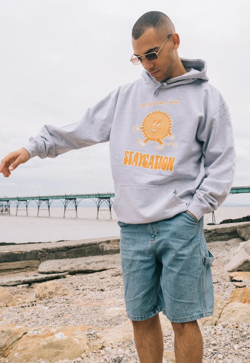 Staycation Men's Slogan Hoodie With Sun Graphic