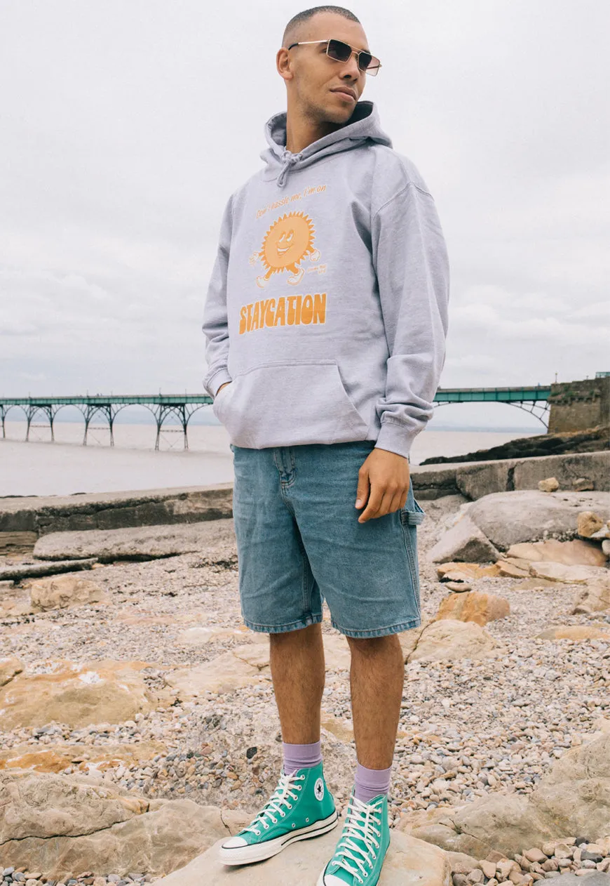 Staycation Men's Slogan Hoodie With Sun Graphic