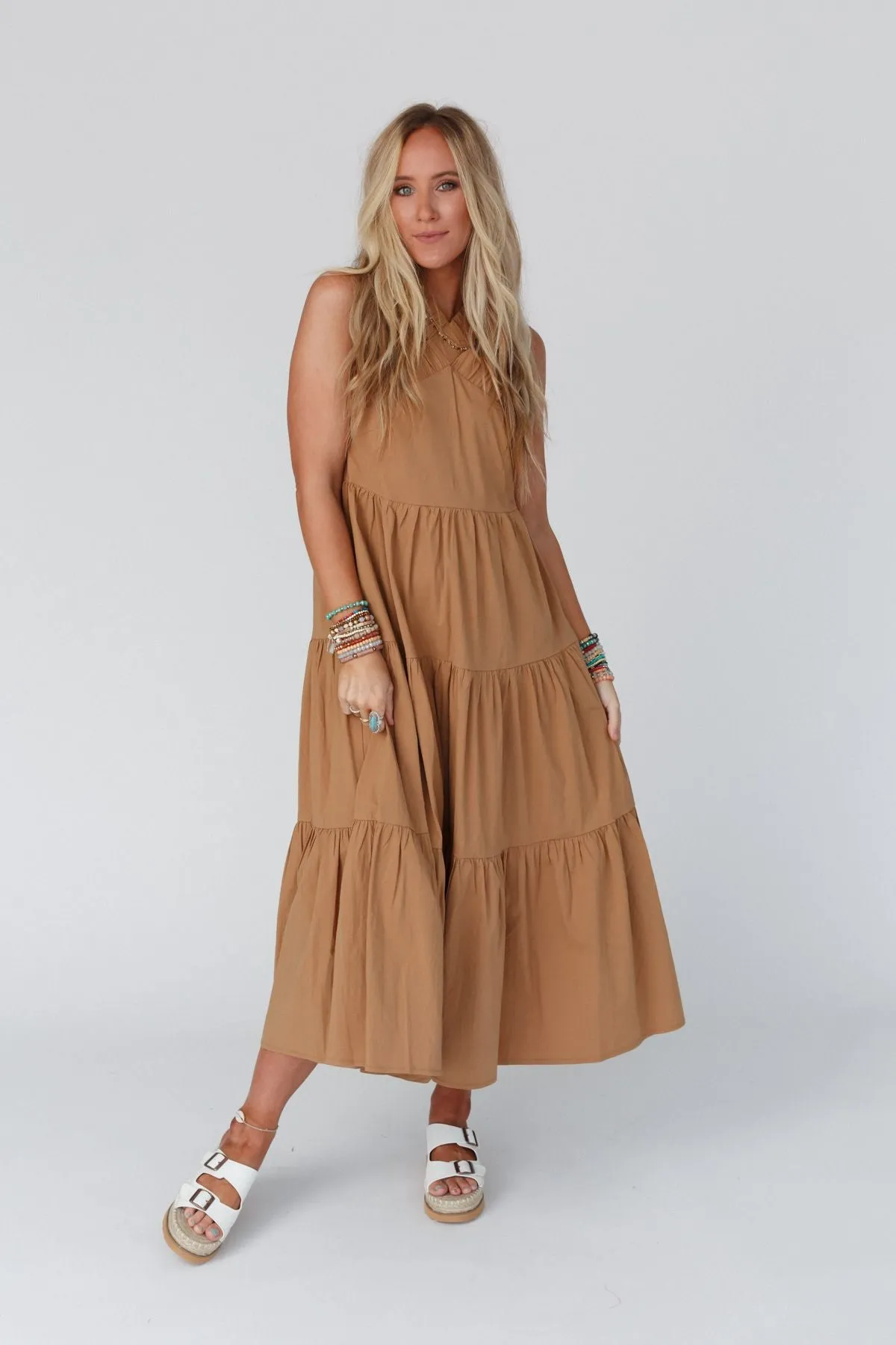 Sun Blissed Tiered Dress - Taupe