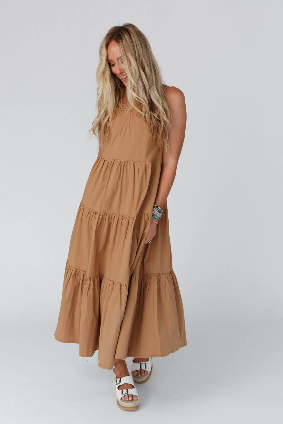 Sun Blissed Tiered Dress - Taupe