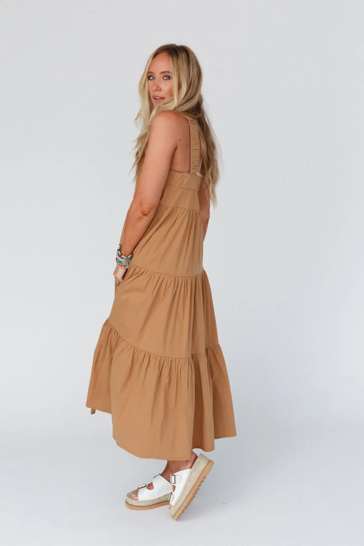 Sun Blissed Tiered Dress - Taupe