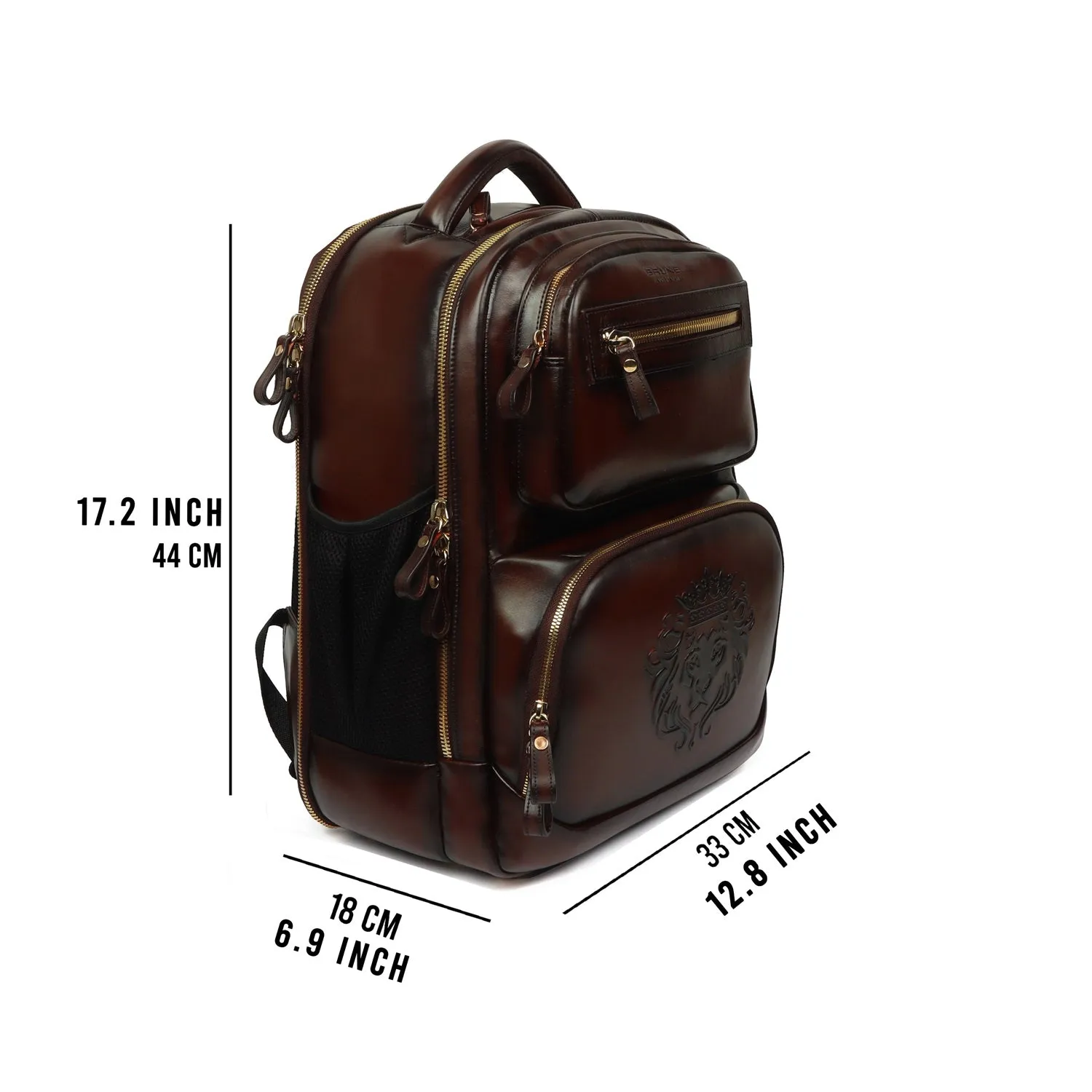 T-20 World Cup 2021 Backpack in Dark Brown Leather with Multi-Step Pockets