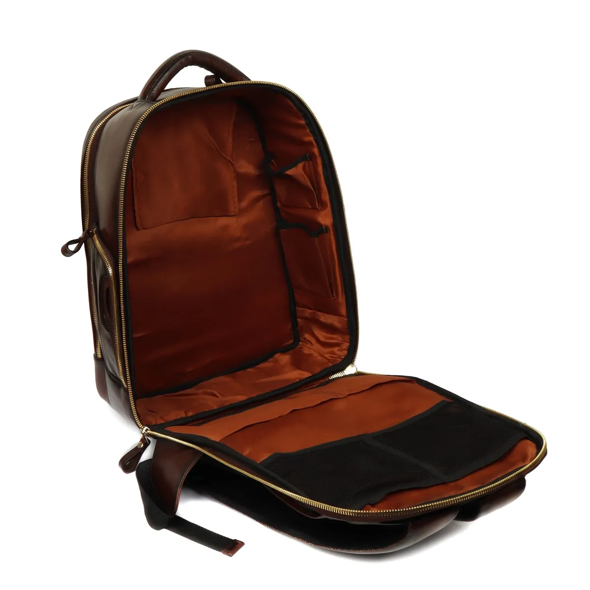 T-20 World Cup 2021 Backpack in Dark Brown Leather with Multi-Step Pockets