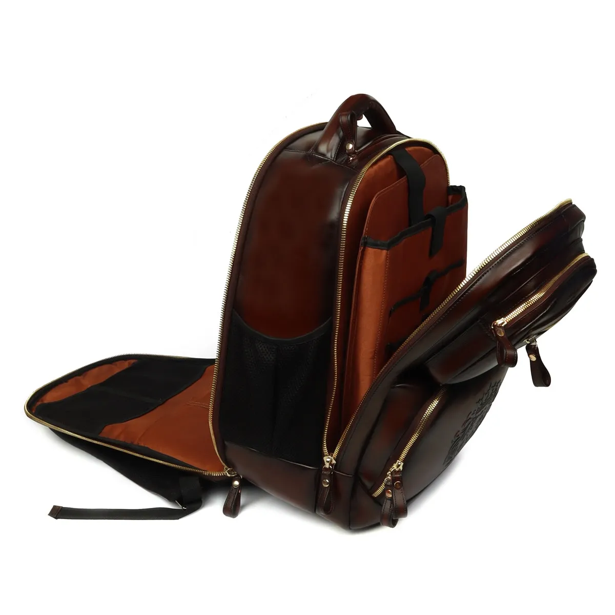 T-20 World Cup 2021 Backpack in Dark Brown Leather with Multi-Step Pockets