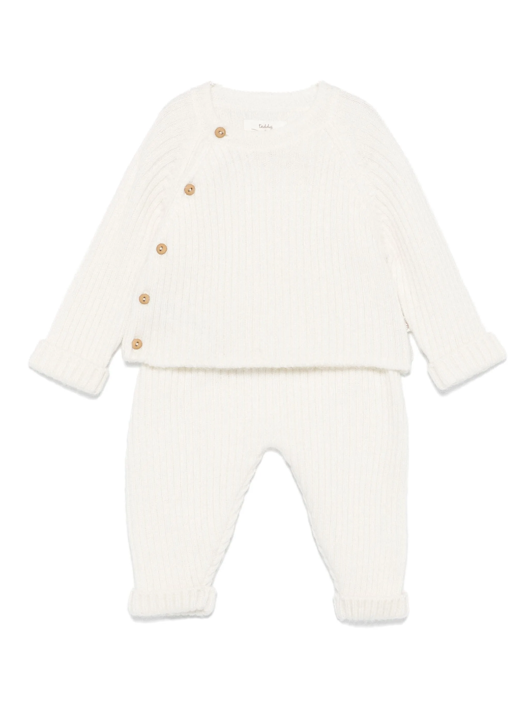 TEDDY & MINOU 2- Piece Set In White Ribbed Knitwear