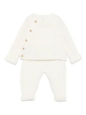 TEDDY & MINOU 2- Piece Set In White Ribbed Knitwear