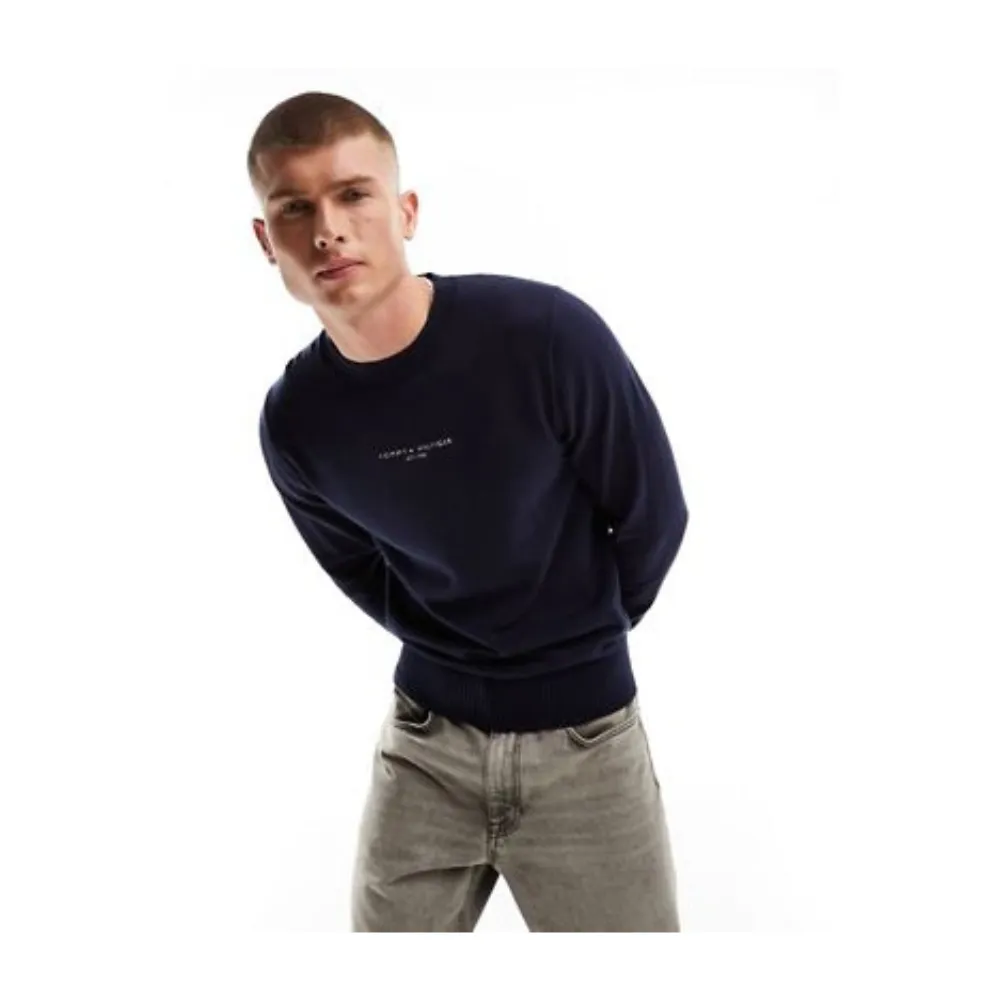 Tommy Hilfiger Mw33108 Msw Hilfiger Embro Crew Neck Navy