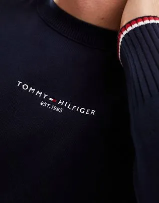 Tommy Hilfiger Mw33108 Msw Hilfiger Embro Crew Neck Navy