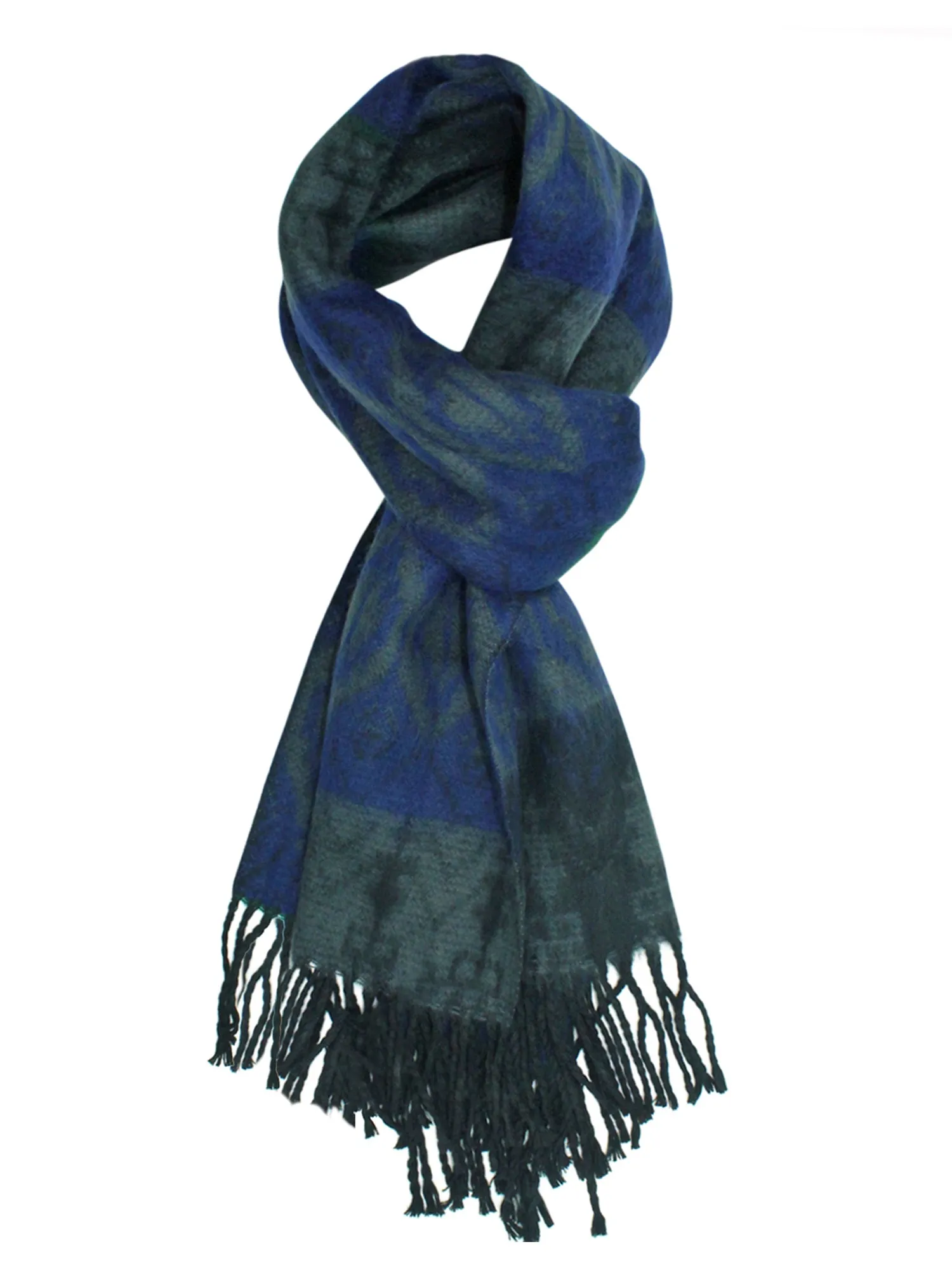 Tribal Print Cashmere Feel Unisex Scarf With Fringe