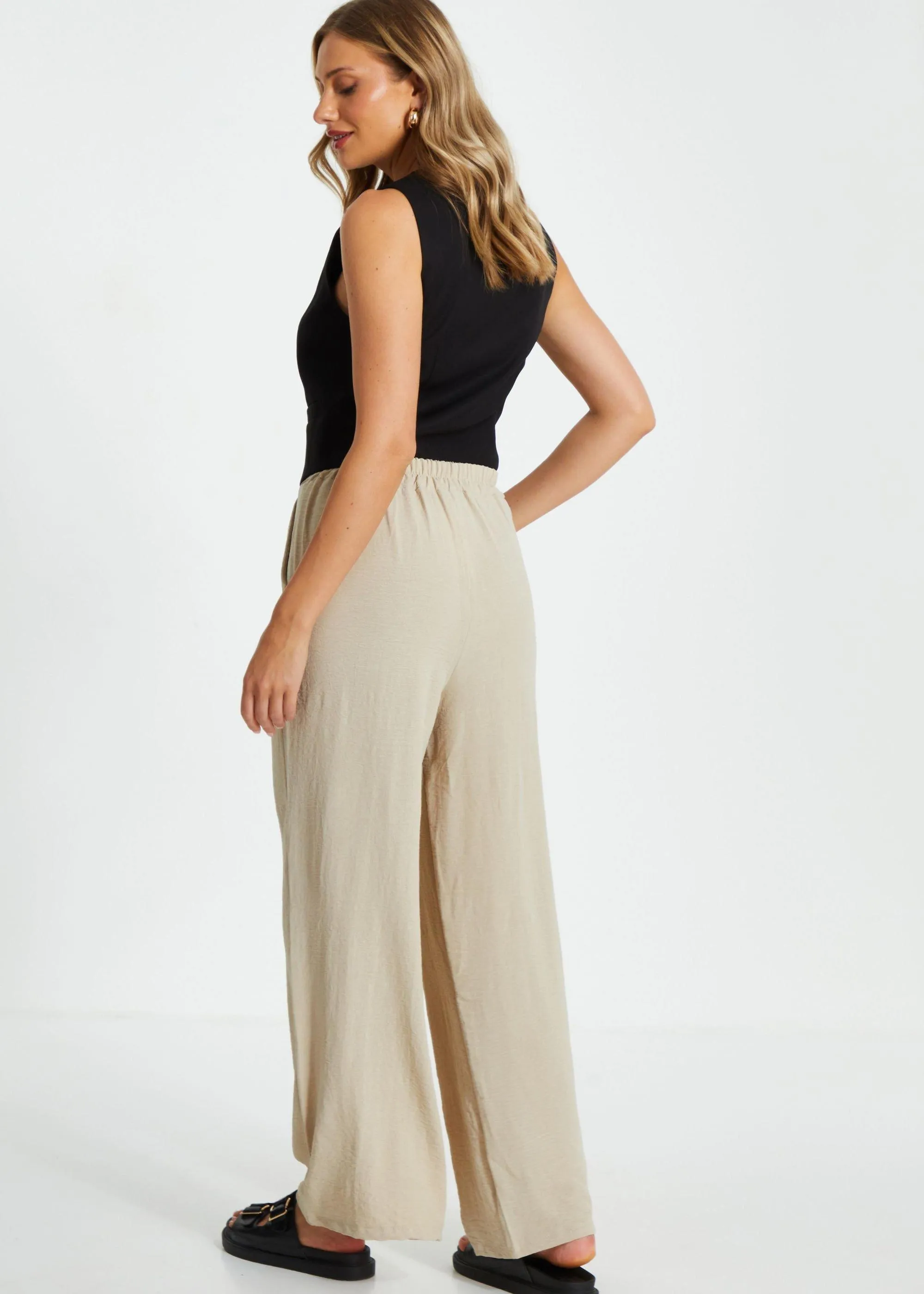 Trousers | High Waisted Wide Leg Trousers | Quiz