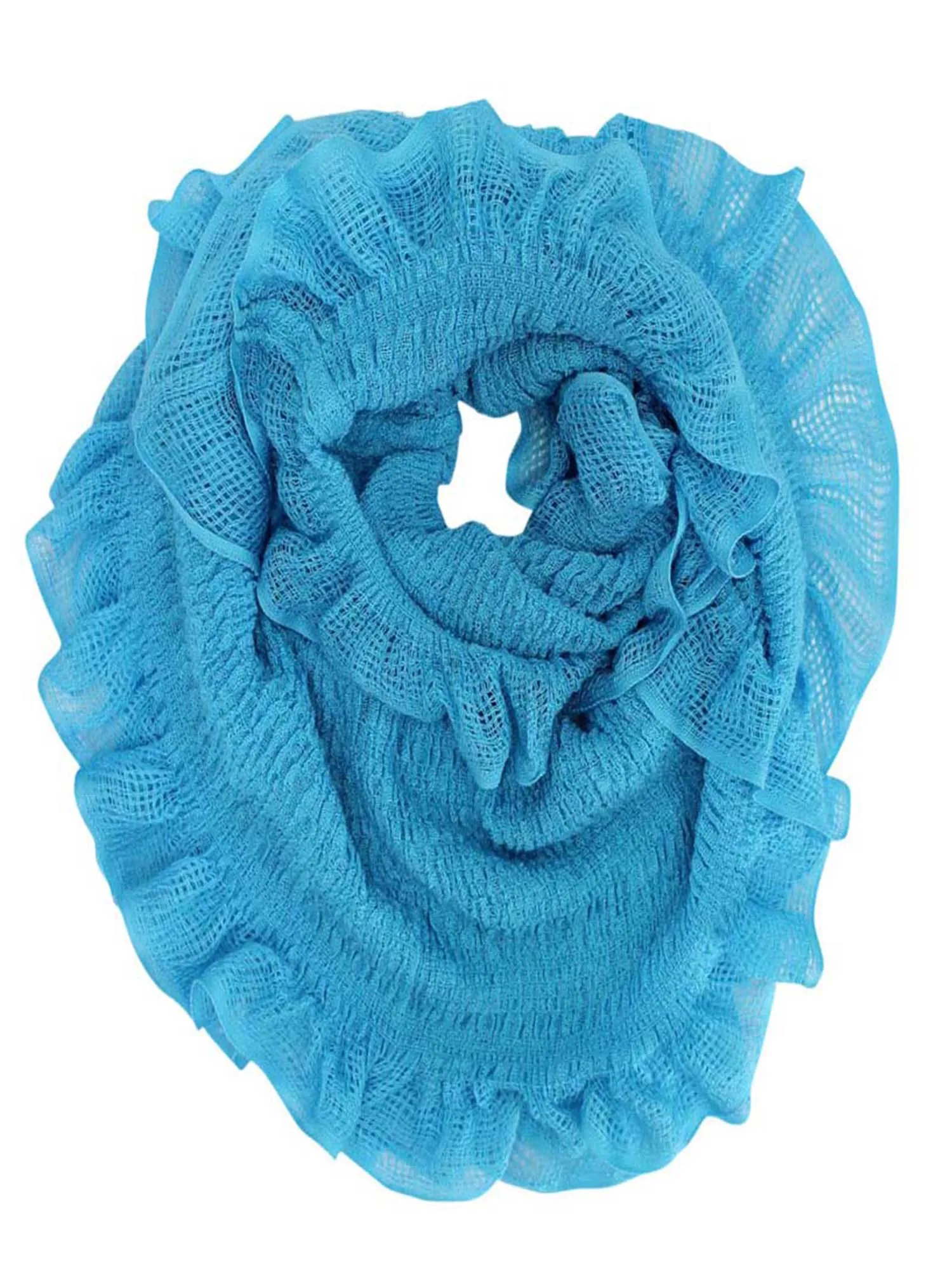 Turquoise Stretchy Ruffle Infinity Scarf