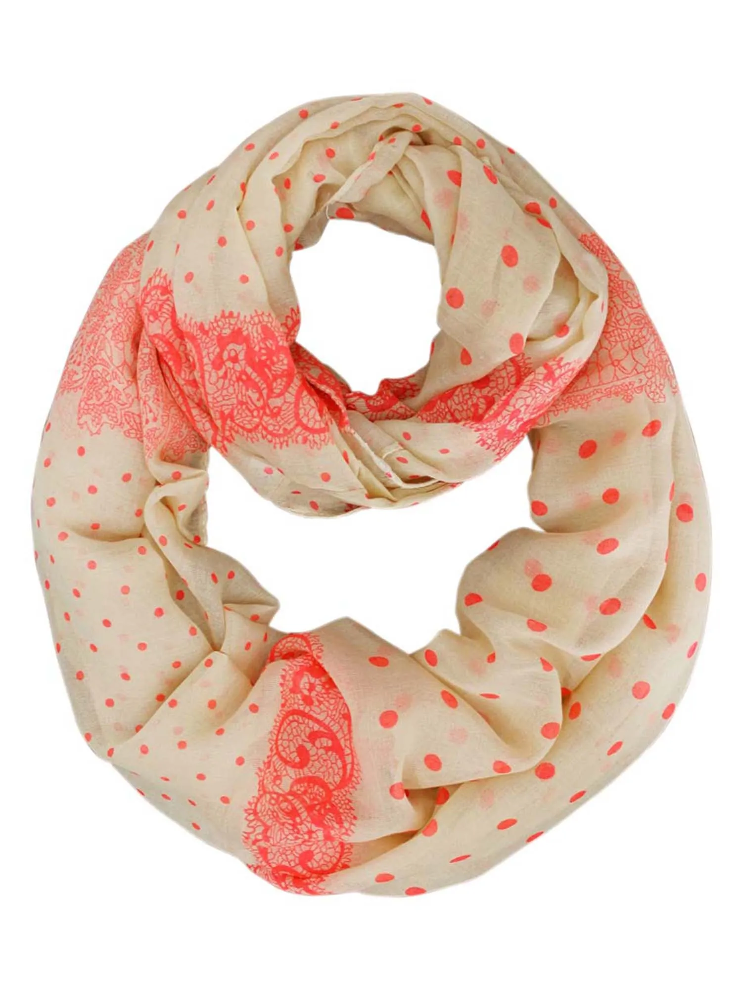 Two-Tone Polka Dot Lightweight Circle Infinity Scarf