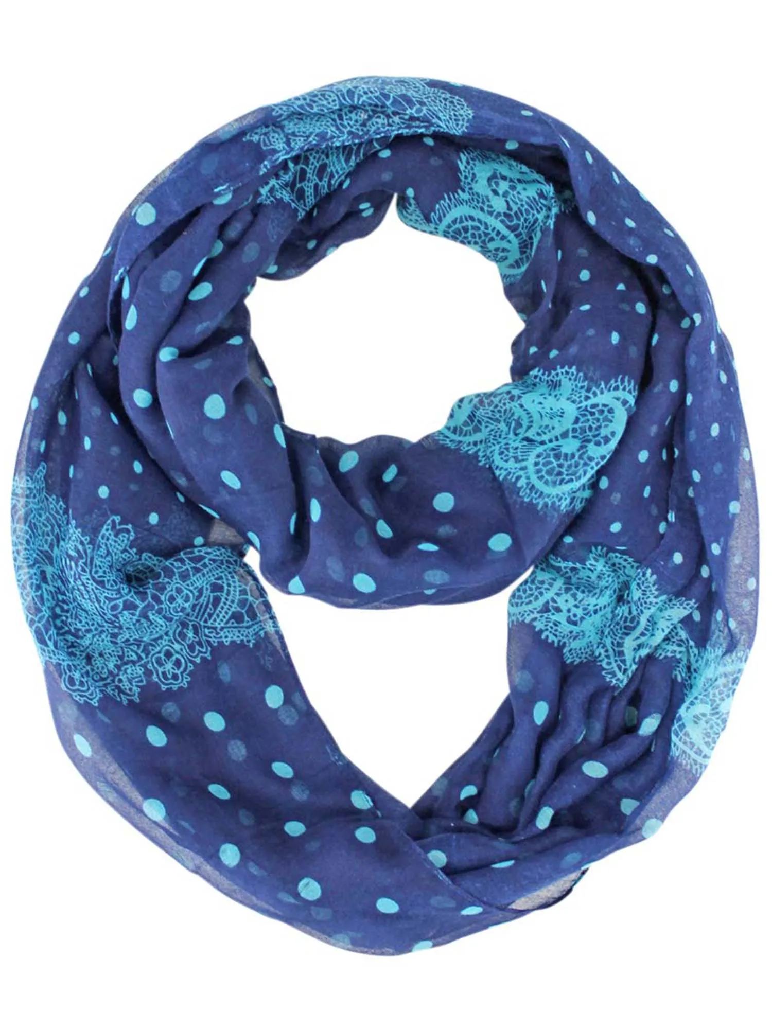 Two-Tone Polka Dot Lightweight Circle Infinity Scarf