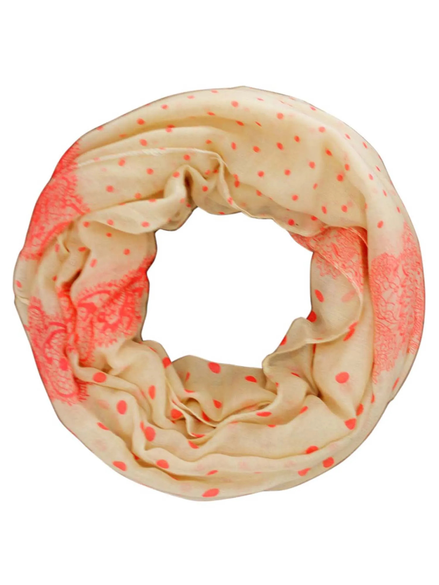 Two-Tone Polka Dot Lightweight Circle Infinity Scarf