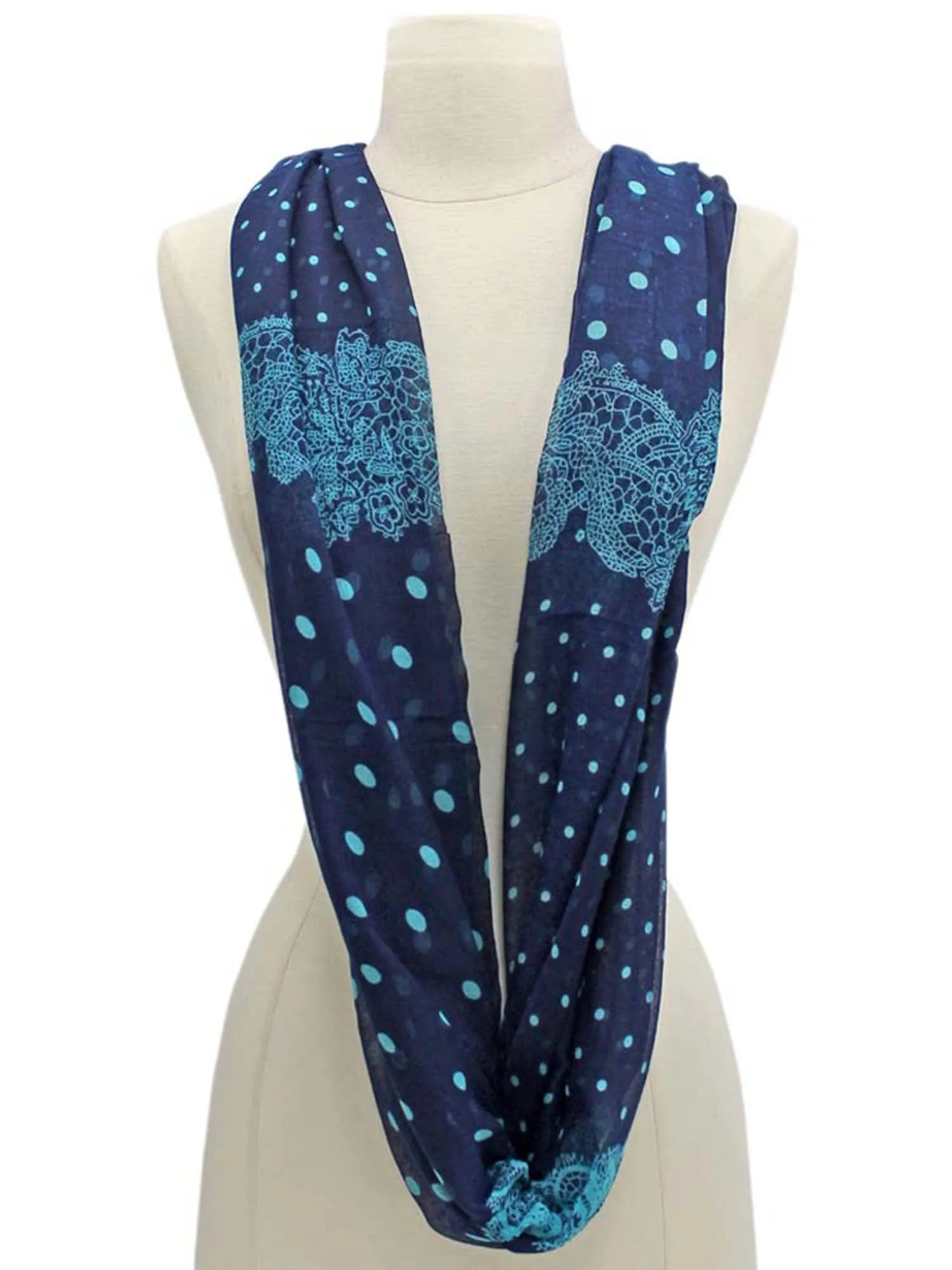 Two-Tone Polka Dot Lightweight Circle Infinity Scarf